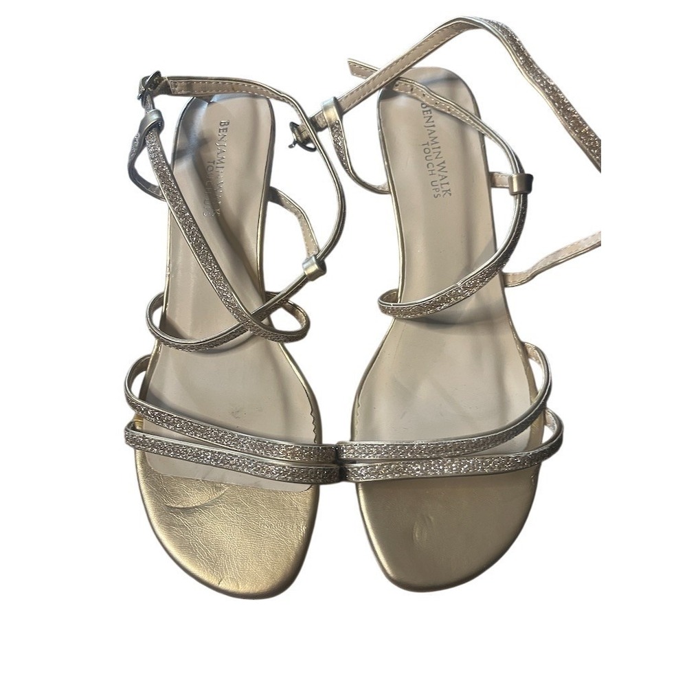 Benjamin Walk Touch Ups Sandals Womens 8.5 Gold Rhinestone Strappy Ankle